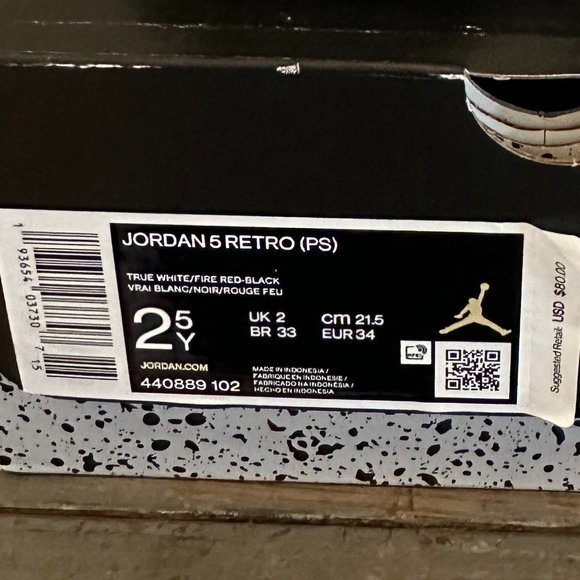 Jordan 5 Retro Fire Red Silver Tongue (2020) (PS) 2.5Y - Picture 2 of 8